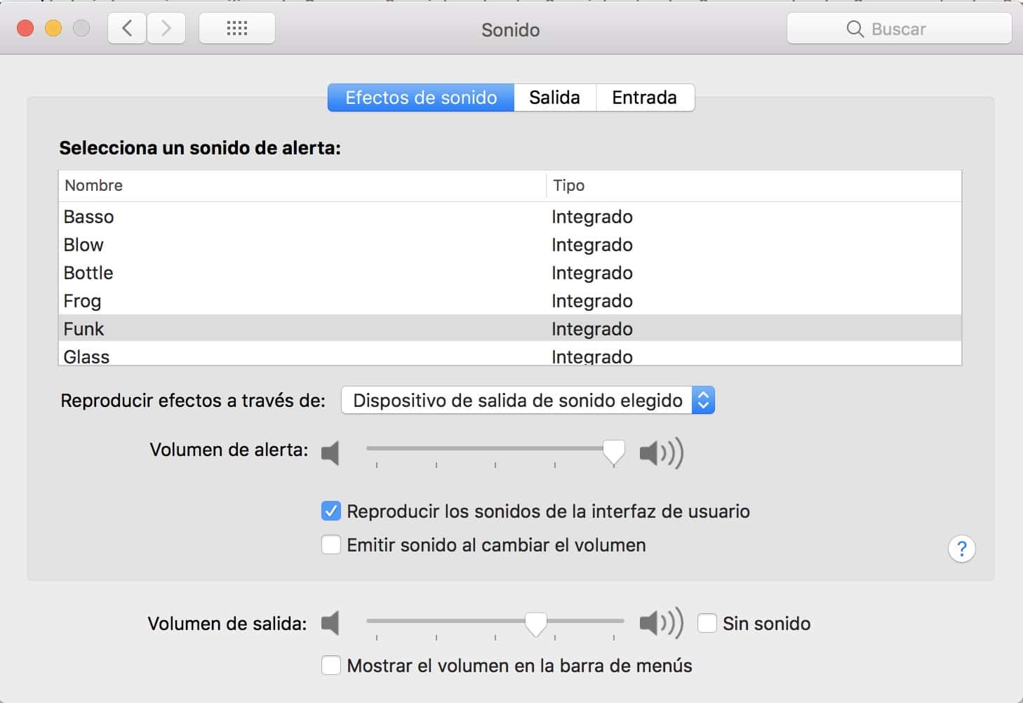 opción de volumen Mac